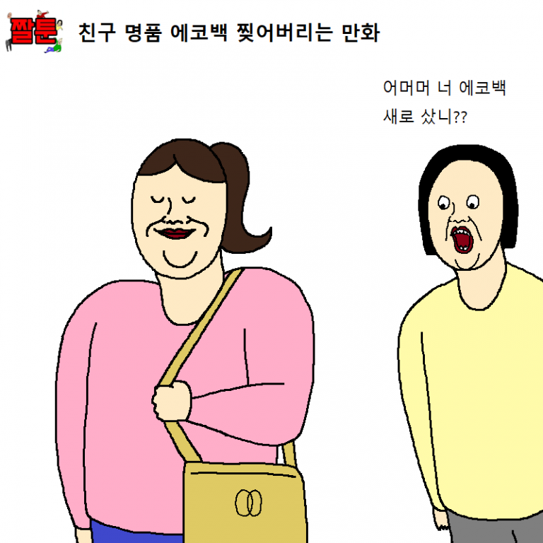 친구 명품 에코백 찢어버리는 만화 짤툰 6371